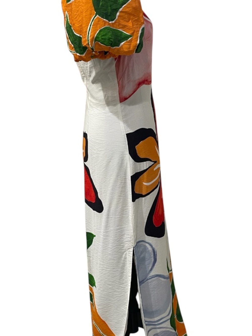 Anthropologie Floral Puff Sleeve Midi Dress Side Slit Resort Boho NWT Small - Picture 9 of 16
